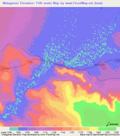 Malagarasi,Tanzania Elevation Map