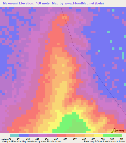 Makuyuni,Tanzania Elevation Map