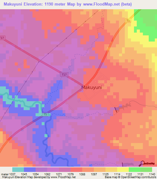 Makuyuni,Tanzania Elevation Map