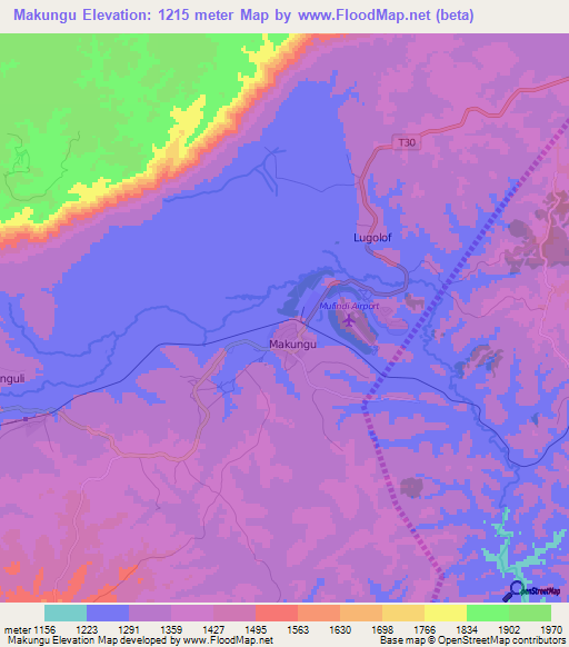 Makungu,Tanzania Elevation Map