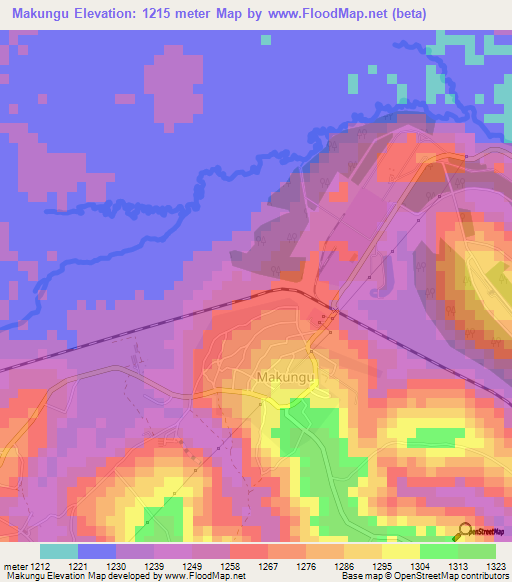 Makungu,Tanzania Elevation Map