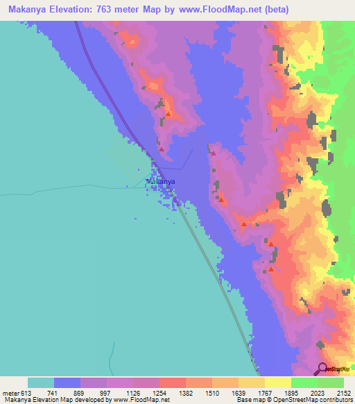 Makanya,Tanzania Elevation Map