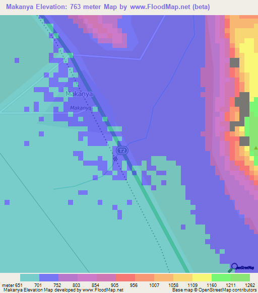 Makanya,Tanzania Elevation Map