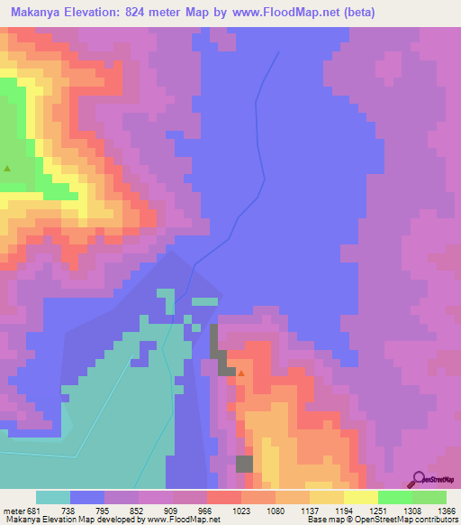 Makanya,Tanzania Elevation Map