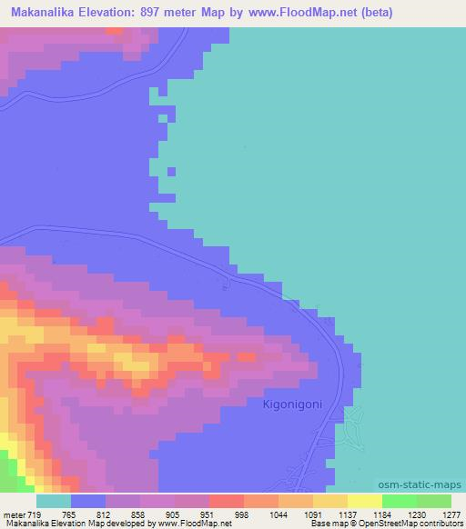 Makanalika,Tanzania Elevation Map