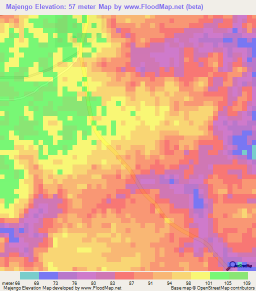 Majengo,Tanzania Elevation Map