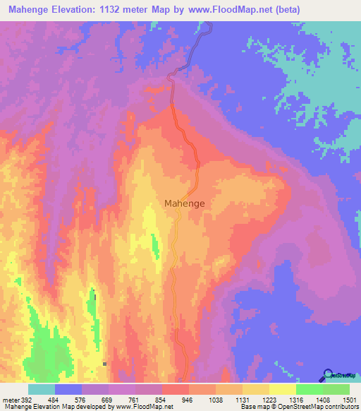 Mahenge,Tanzania Elevation Map