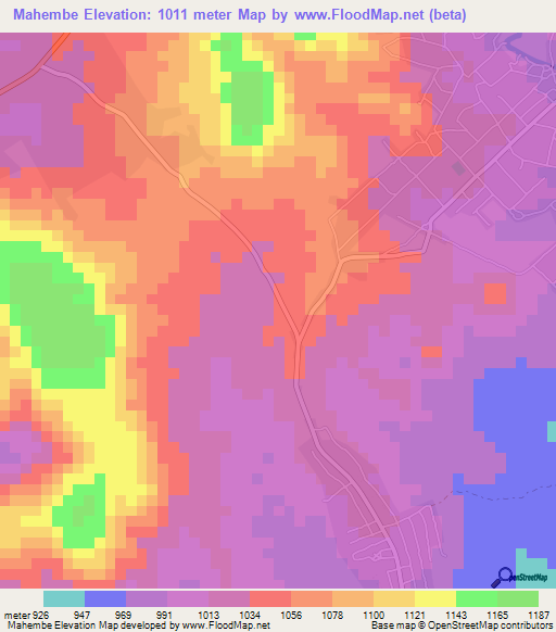 Mahembe,Tanzania Elevation Map