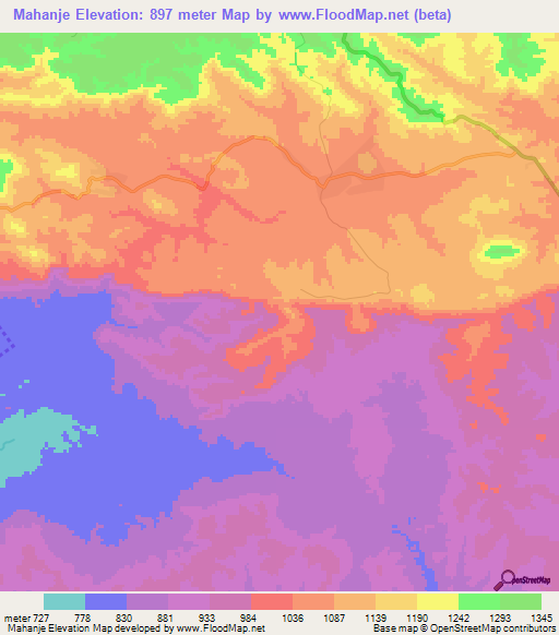 Mahanje,Tanzania Elevation Map