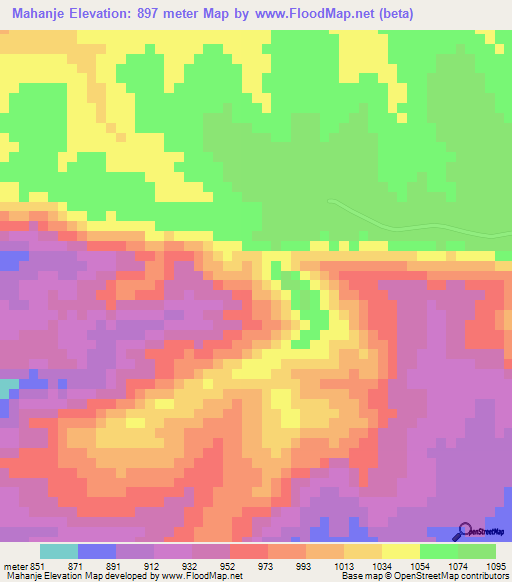 Mahanje,Tanzania Elevation Map