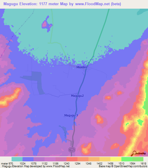 Magugu,Tanzania Elevation Map