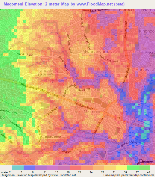 Magomeni,Tanzania Elevation Map