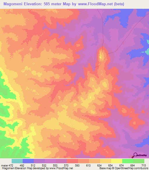 Magomeni,Tanzania Elevation Map