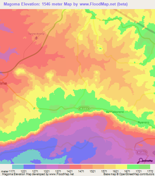 Magoma,Tanzania Elevation Map