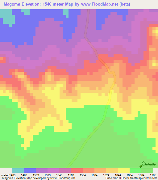 Magoma,Tanzania Elevation Map