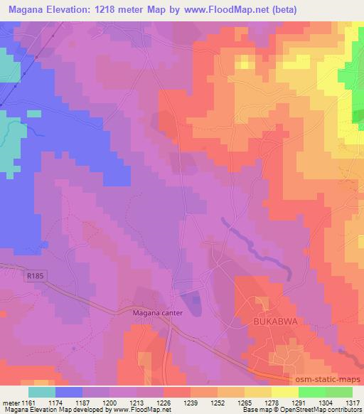 Magana,Tanzania Elevation Map