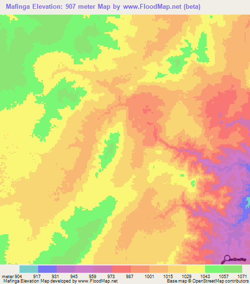 Mafinga,Tanzania Elevation Map