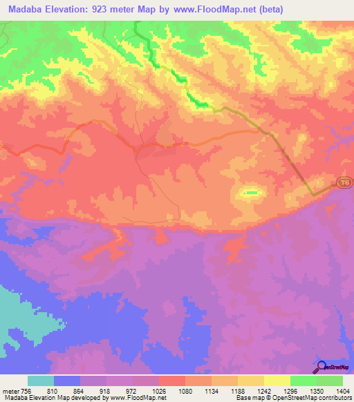 Madaba,Tanzania Elevation Map