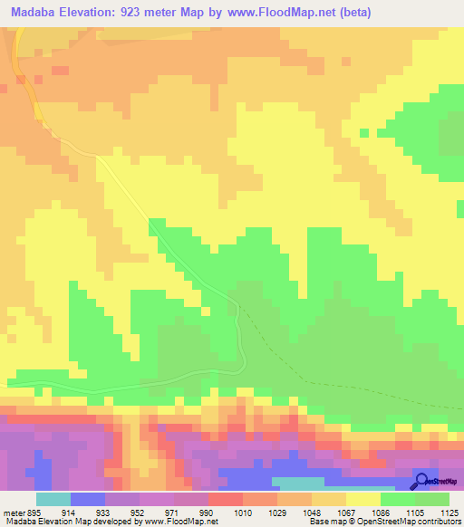 Madaba,Tanzania Elevation Map