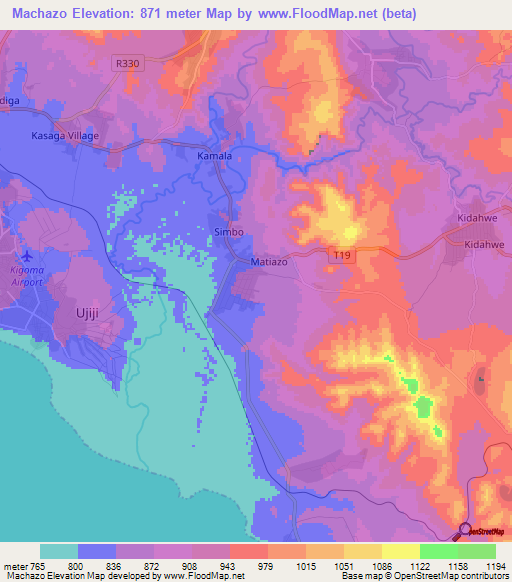 Machazo,Tanzania Elevation Map