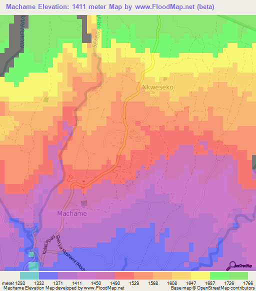 Machame,Tanzania Elevation Map