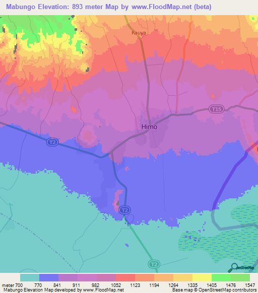 Mabungo,Tanzania Elevation Map