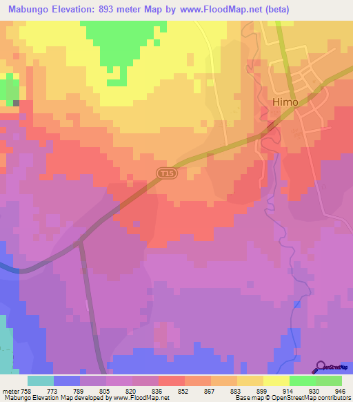 Mabungo,Tanzania Elevation Map