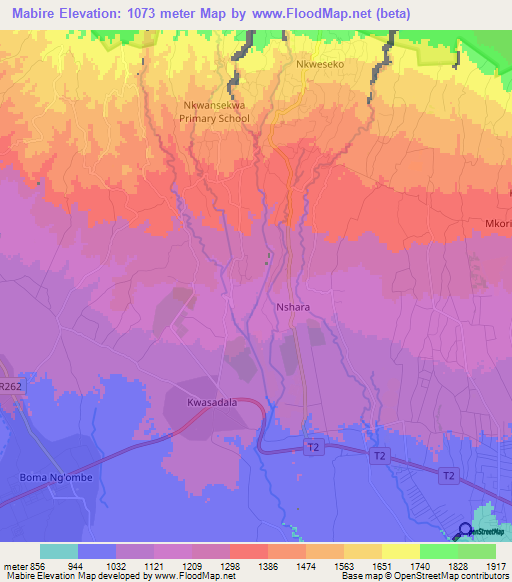 Mabire,Tanzania Elevation Map