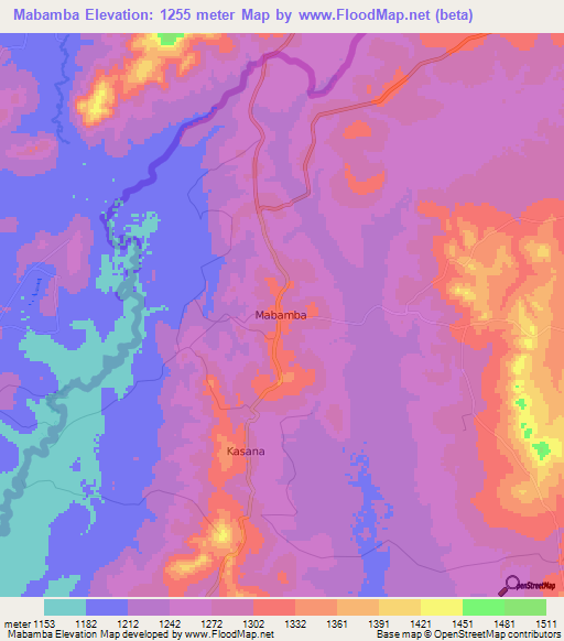 Mabamba,Tanzania Elevation Map