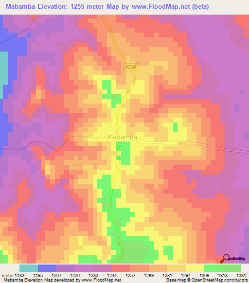 Mabamba,Tanzania Elevation Map