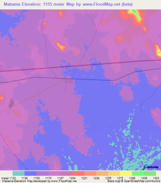 Mabama,Tanzania Elevation Map