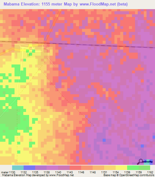 Mabama,Tanzania Elevation Map