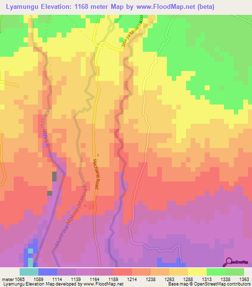 Lyamungu,Tanzania Elevation Map