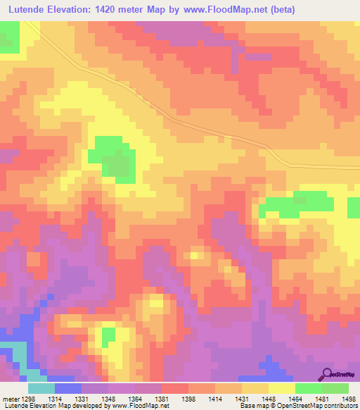 Lutende,Tanzania Elevation Map