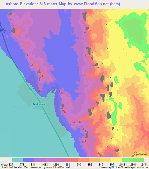 Lushoto,Tanzania Elevation Map