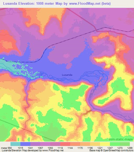 Lusanda,Tanzania Elevation Map