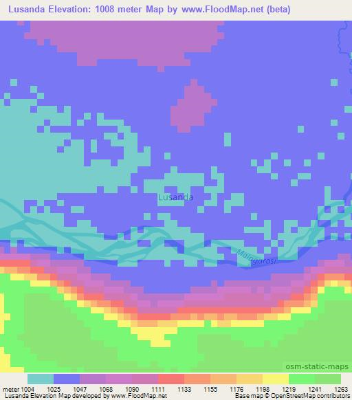 Lusanda,Tanzania Elevation Map