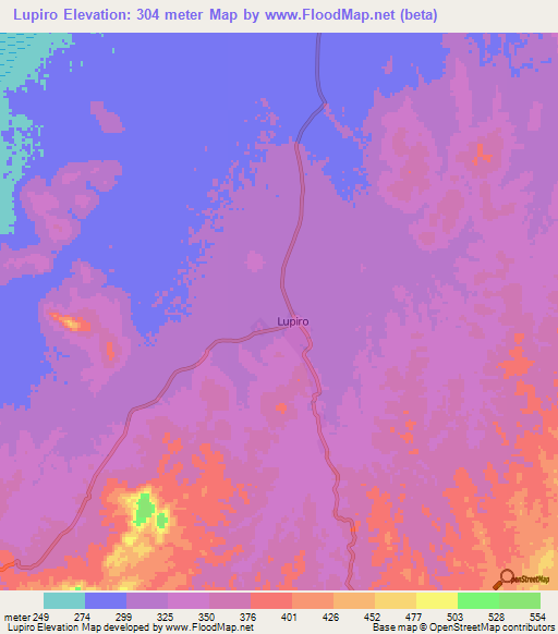 Lupiro,Tanzania Elevation Map