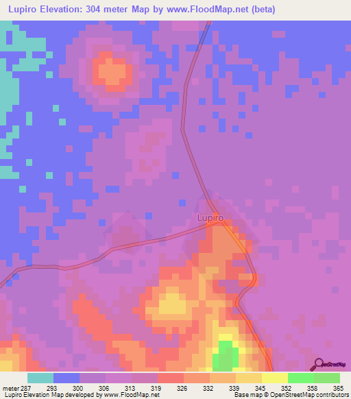 Lupiro,Tanzania Elevation Map