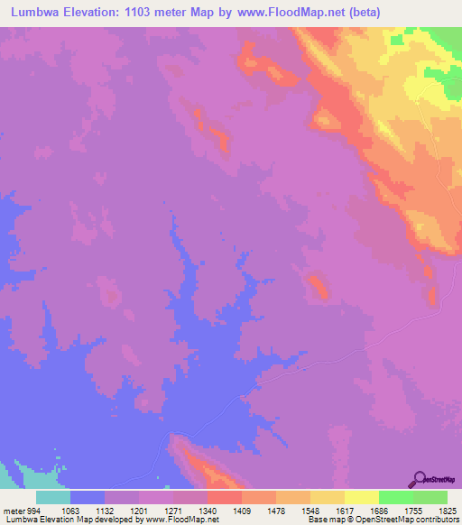 Lumbwa,Tanzania Elevation Map