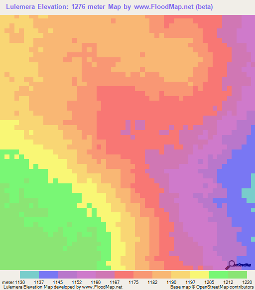 Lulemera,Tanzania Elevation Map