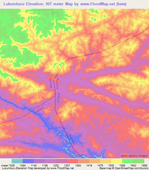 Lukumburu,Tanzania Elevation Map