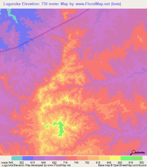 Luguruka,Tanzania Elevation Map