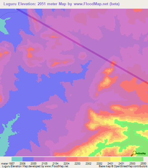 Luguru,Tanzania Elevation Map