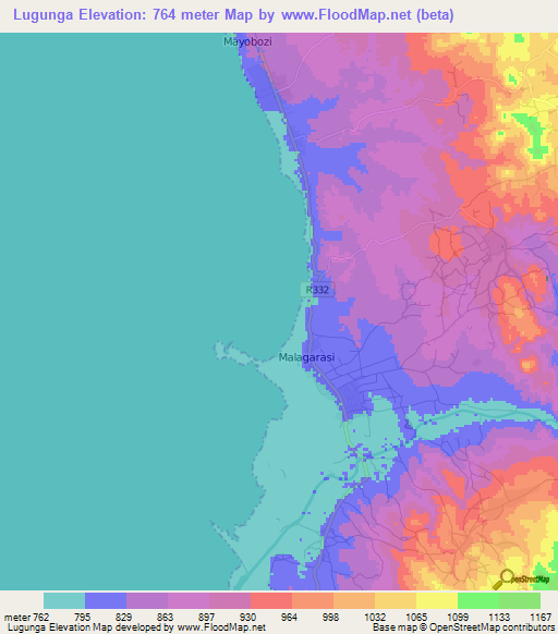 Lugunga,Tanzania Elevation Map