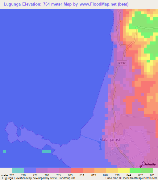 Lugunga,Tanzania Elevation Map