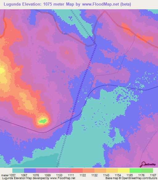 Lugunda,Tanzania Elevation Map