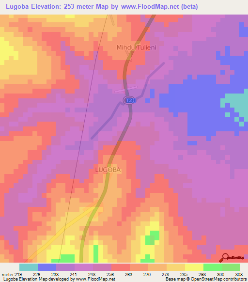 Lugoba,Tanzania Elevation Map