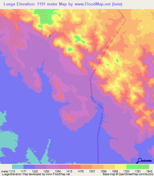 Luega,Tanzania Elevation Map