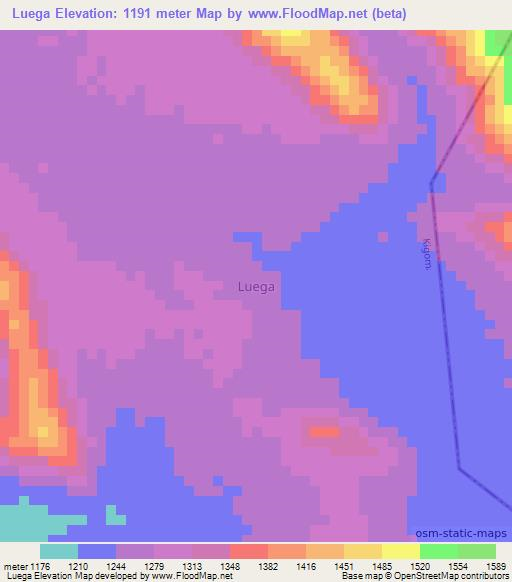 Luega,Tanzania Elevation Map